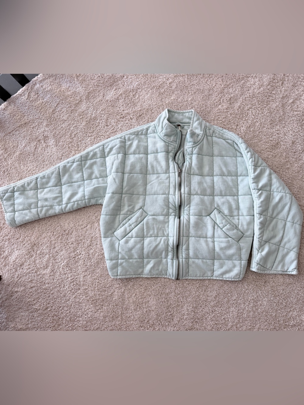 Free People Dolman Quilted Jacket- icy mint green/blue Medium